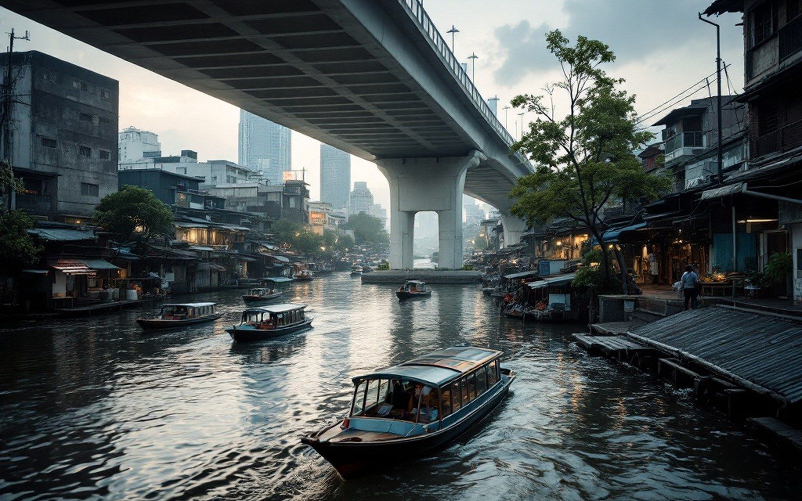 The Chao Phraya carried every one of these communities in, and carried the capital out.